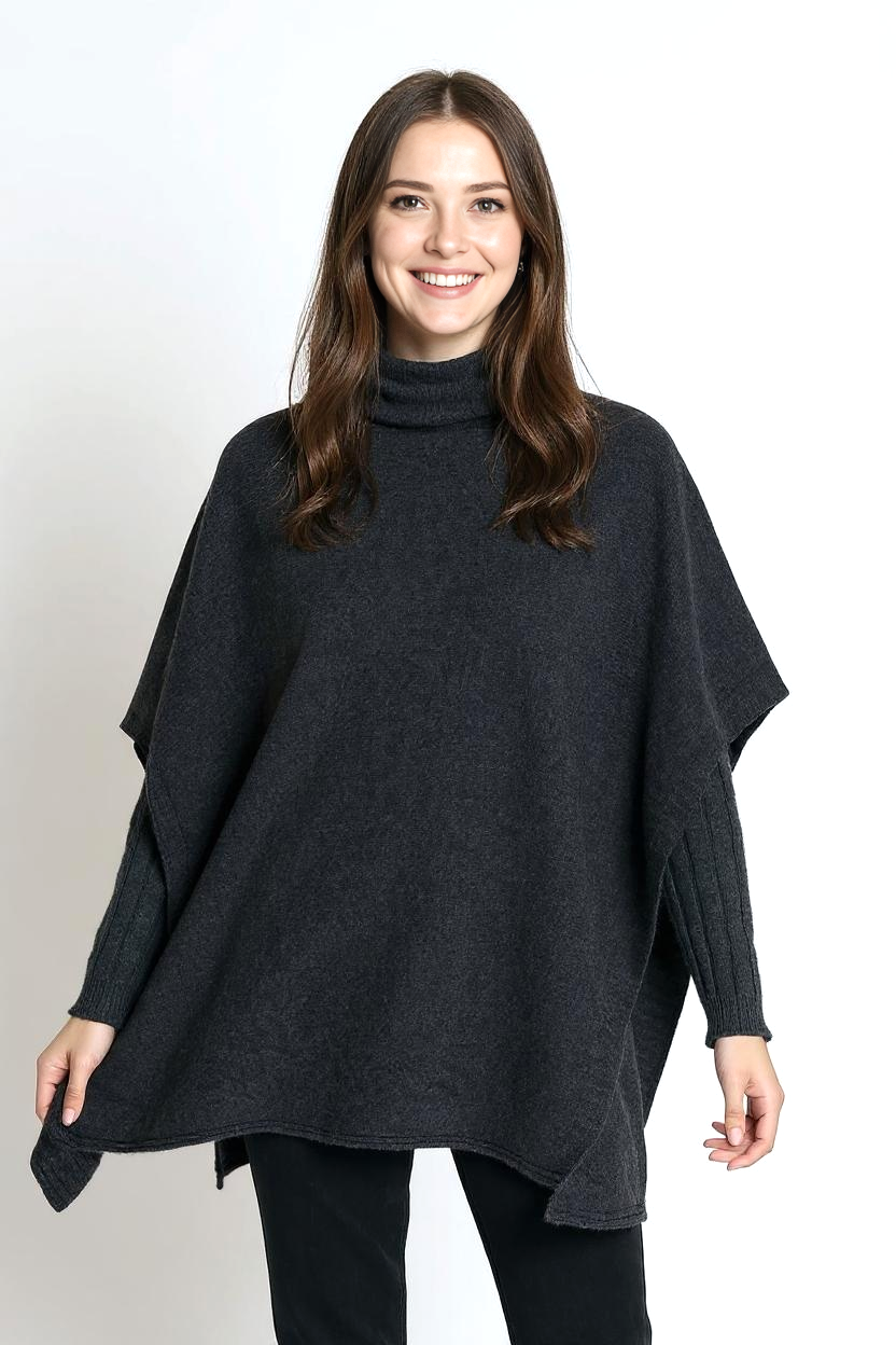 Short Cashmere Poncho - Slim Fit